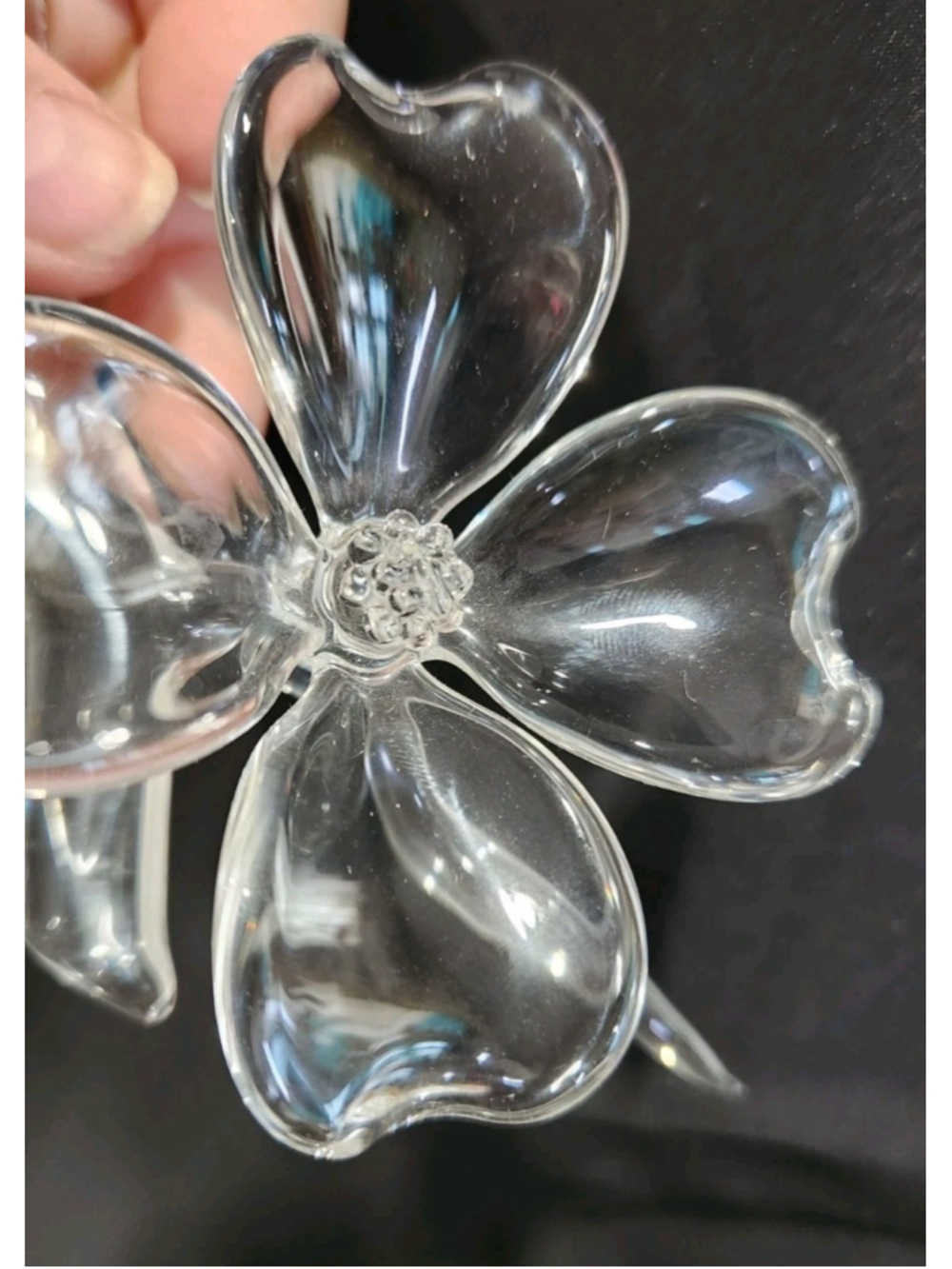 Frabel Studios Flamework Glass Art Sculpture Flower Dogwood Bloom Handblown Rare